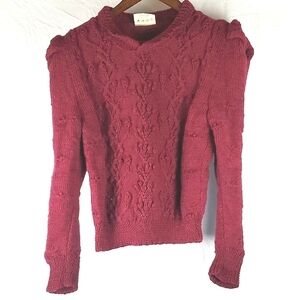 Vintage Legendary Hand Knit‎ Ireland Wool Sweater Pink Maroon